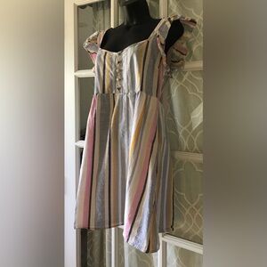 Altar’d State size L 100% cotton shell striped pastel dress, lined, EUC!